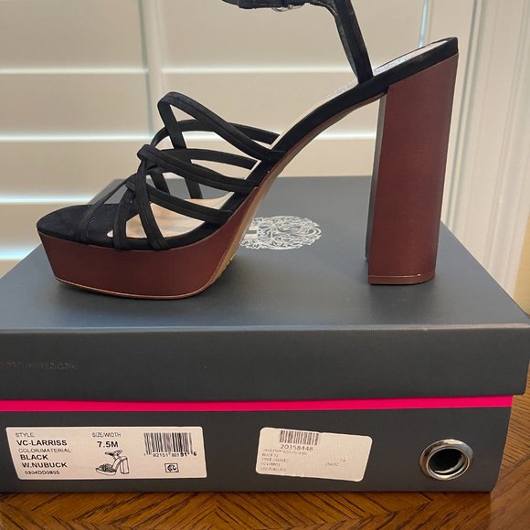 Vince Camuto VC  -Larriss Strappy Platform Heel Sandal Size 7.5 M Black - Picture 3 of 3